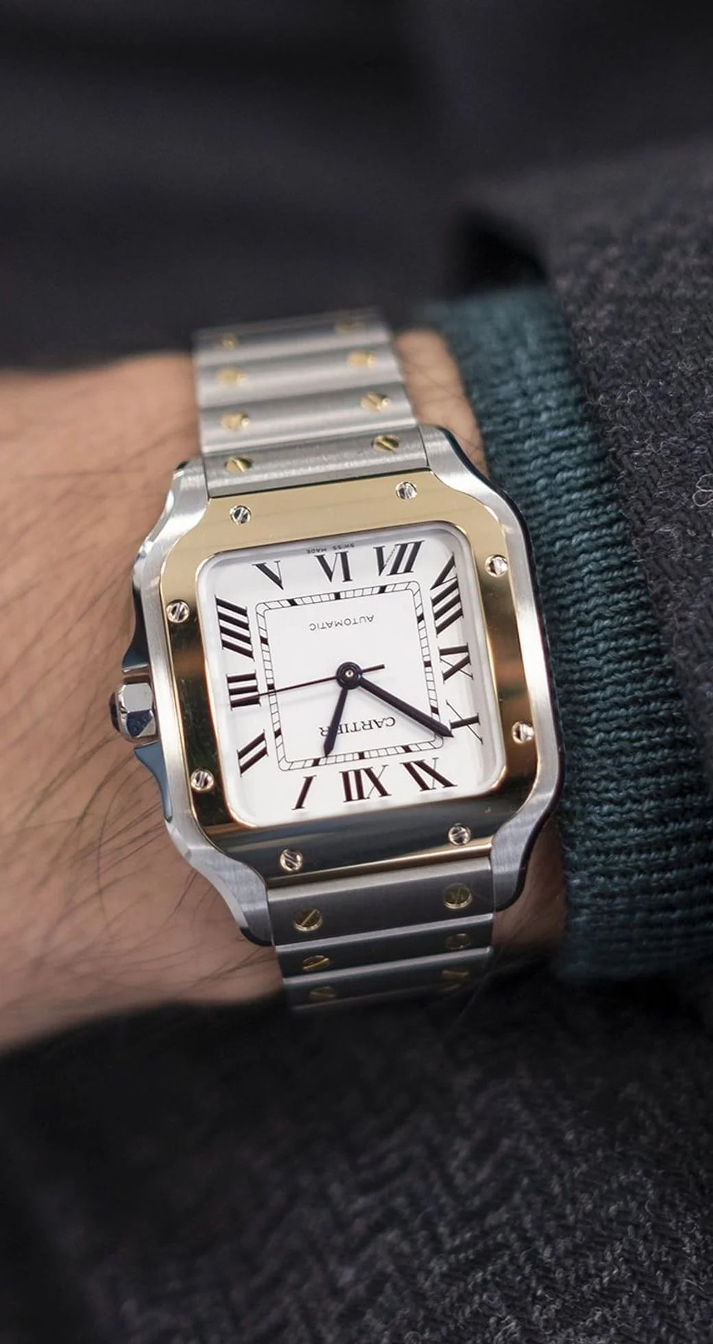 Cartier Santos Gold Silver Pour Homme