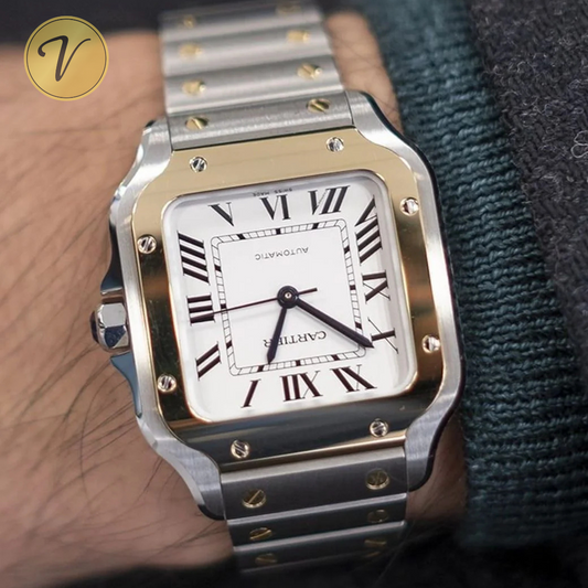 Cartier Santos Gold Silver Pour Homme