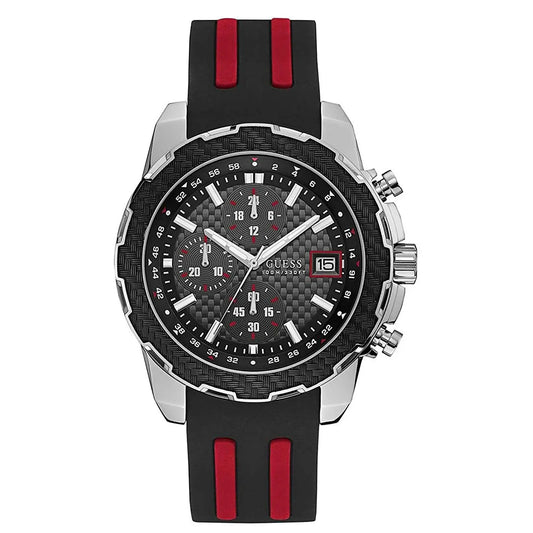 Guess Octane Chronograph Black Dial Two Tone Silicone Strap Watch For Men W1047G1