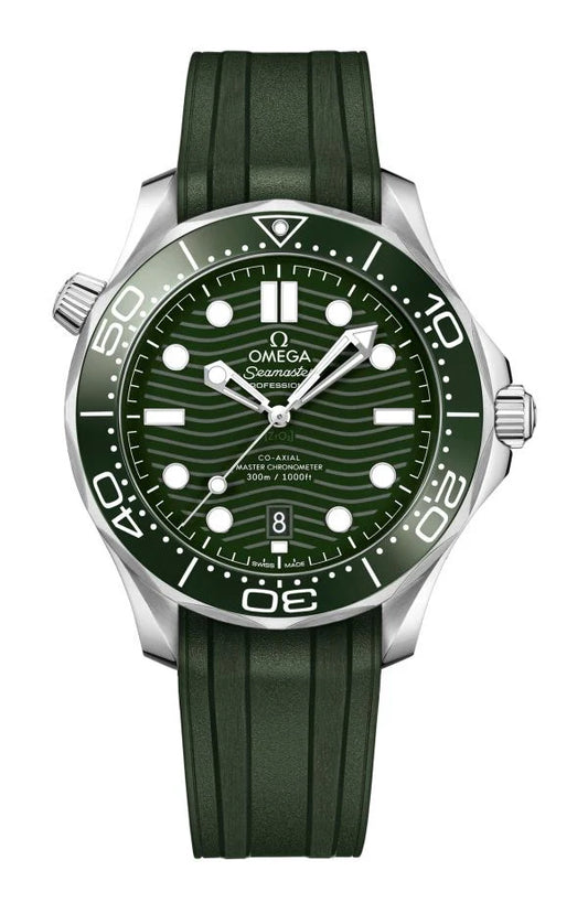 SEAMASTER DIVER 300 GREEN DIAL RUBBER STRAP