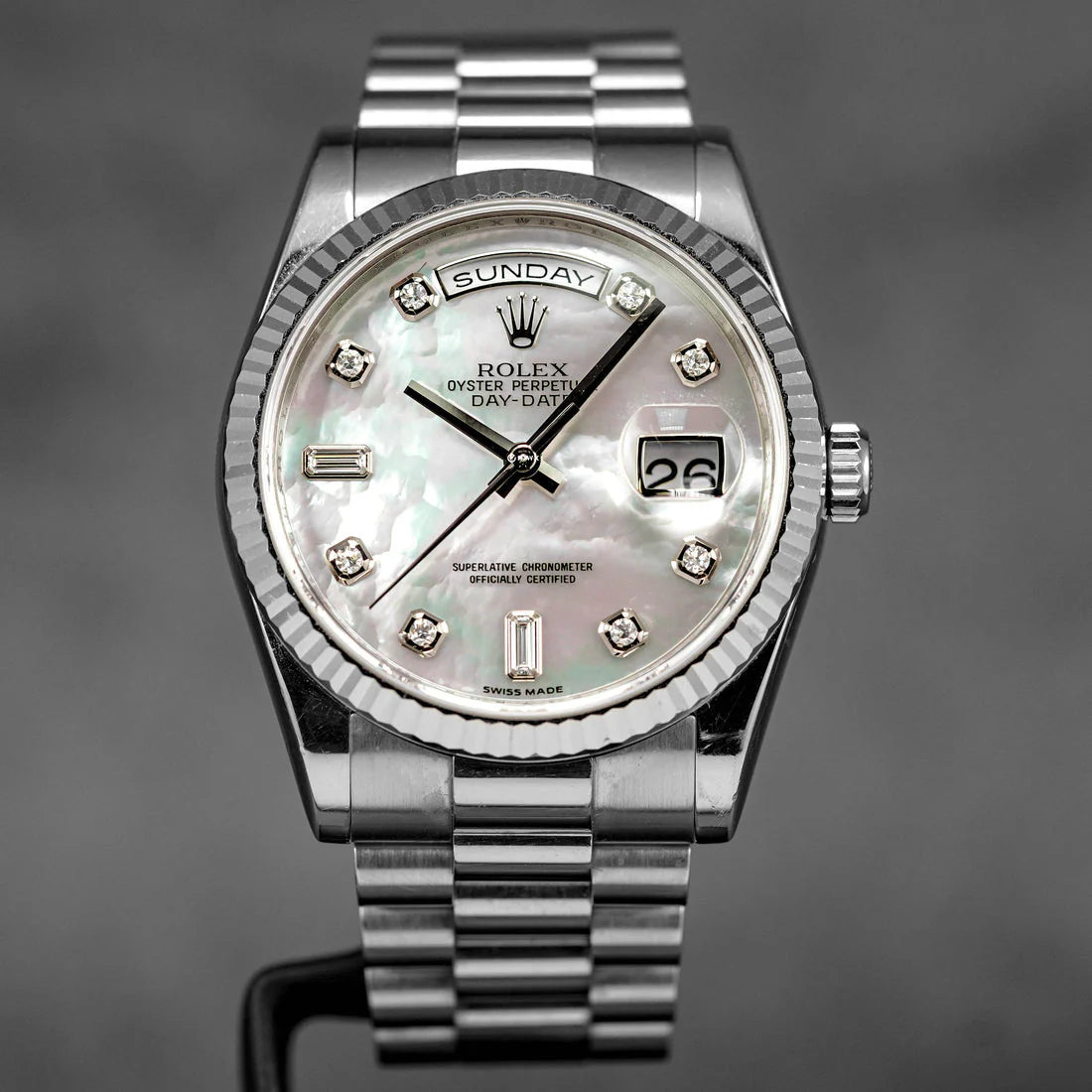 DAYDATE 36MM WHITEGOLD MOP BAGUETTE DIAL