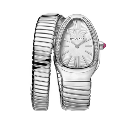 Bvlgari Serpenti Argenté fond blanc sertie
