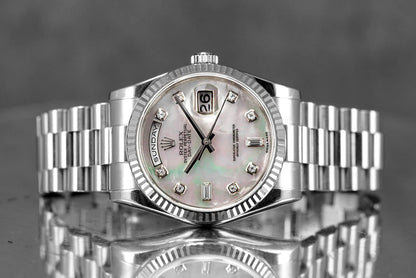 DAYDATE 36MM WHITEGOLD MOP BAGUETTE DIAL