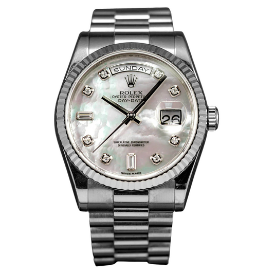 DAYDATE 36MM WHITEGOLD MOP BAGUETTE DIAL