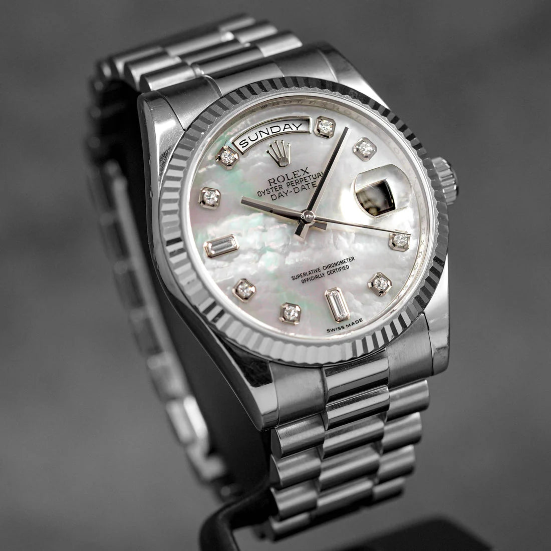 DAYDATE 36MM WHITEGOLD MOP BAGUETTE DIAL