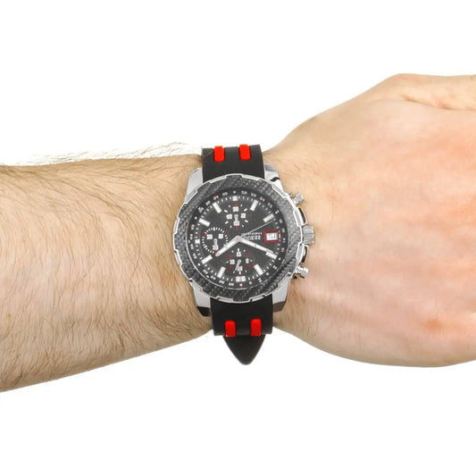 Guess Octane Chronograph Black Dial Two Tone Silicone Strap Watch For Men W1047G1